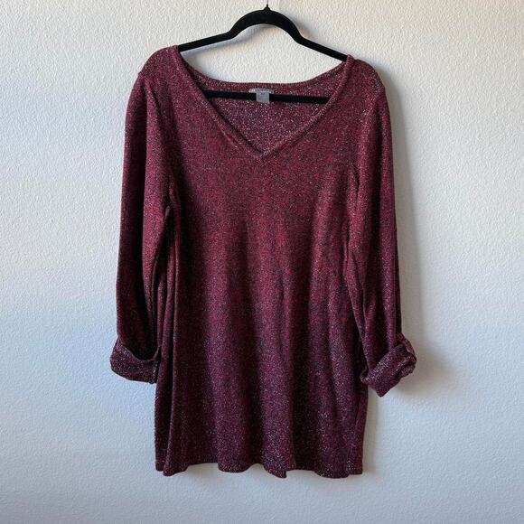 Burgundy glitter sweater - Picture 1 of 4